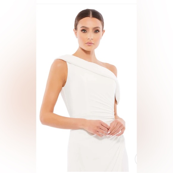 MAC DUGGAL RUCHED OFF-THE-SHOULDER MIDI DRESS NWT 0 - Picture 2 of 8